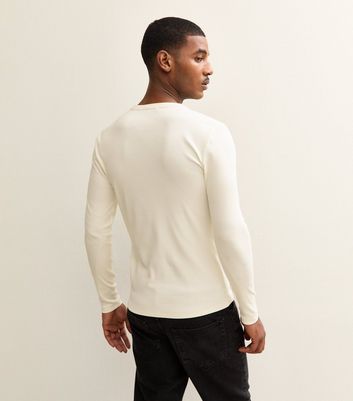 Off White Regular Long Sleeve Rib T-Shirt | New Look