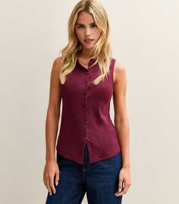 Petite Burgundy Button Up Vest