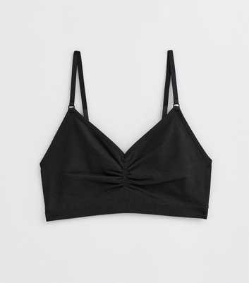 Girls Black Ruched V-Neck Bralette