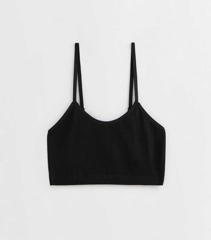 Girls Black Ribbed Seamless Bralette