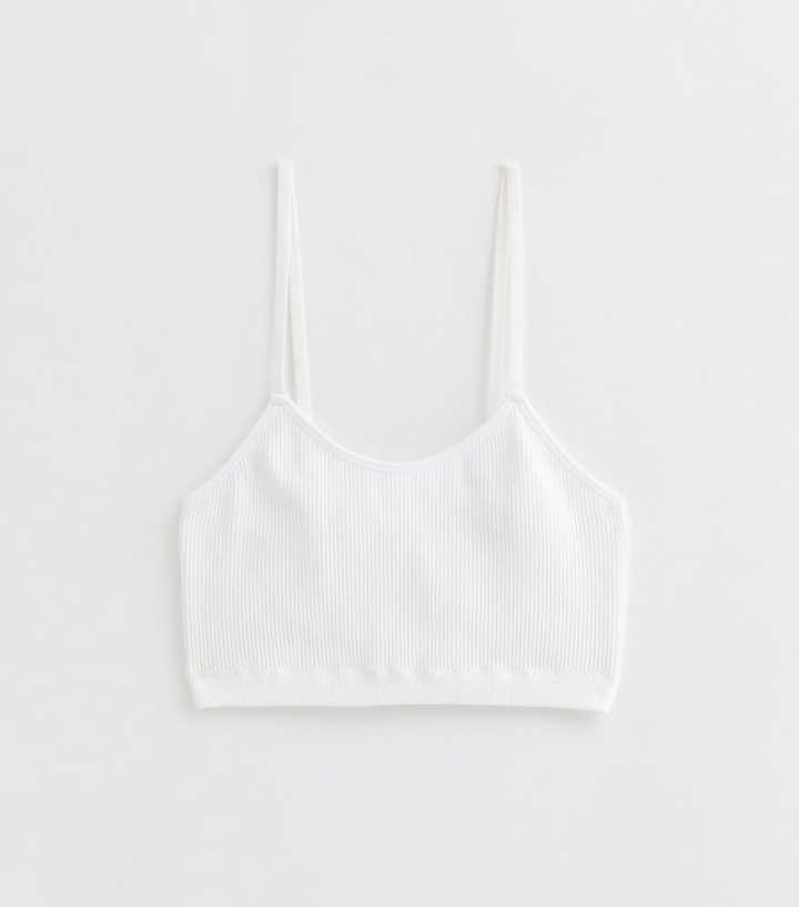 Girls White Ribbed Seamless Bralette