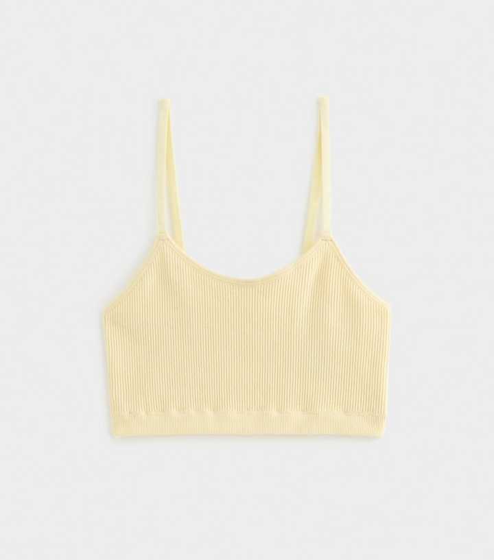 Girls Light Yellow Ribbed Seamless Bralette