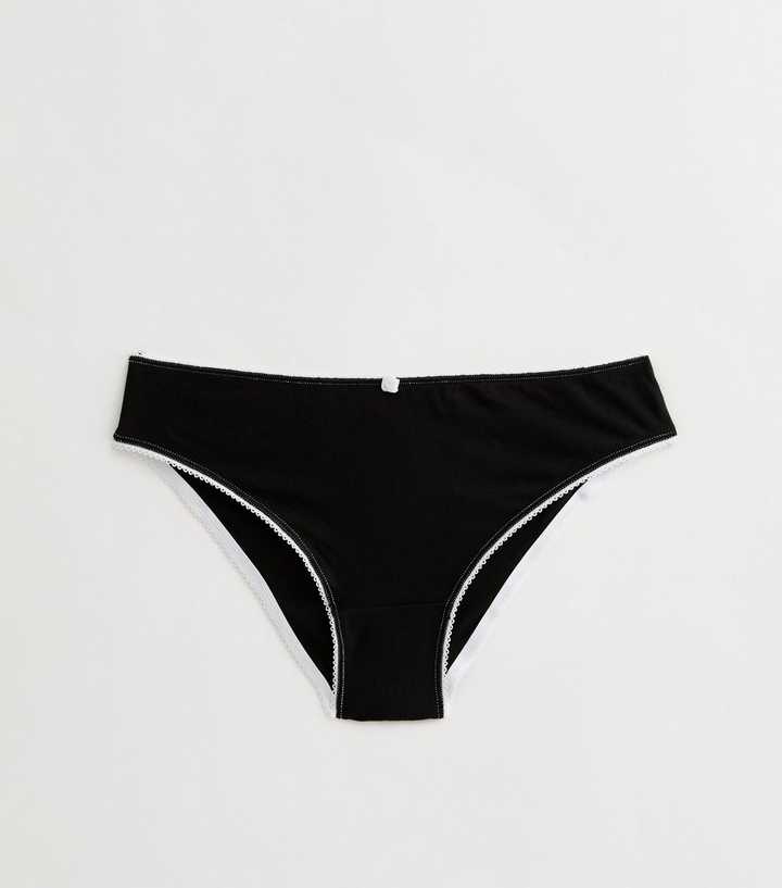 Girls Black Contrast Trim Briefs