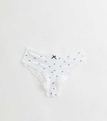 Girls White Lace Trim Bows Briefs