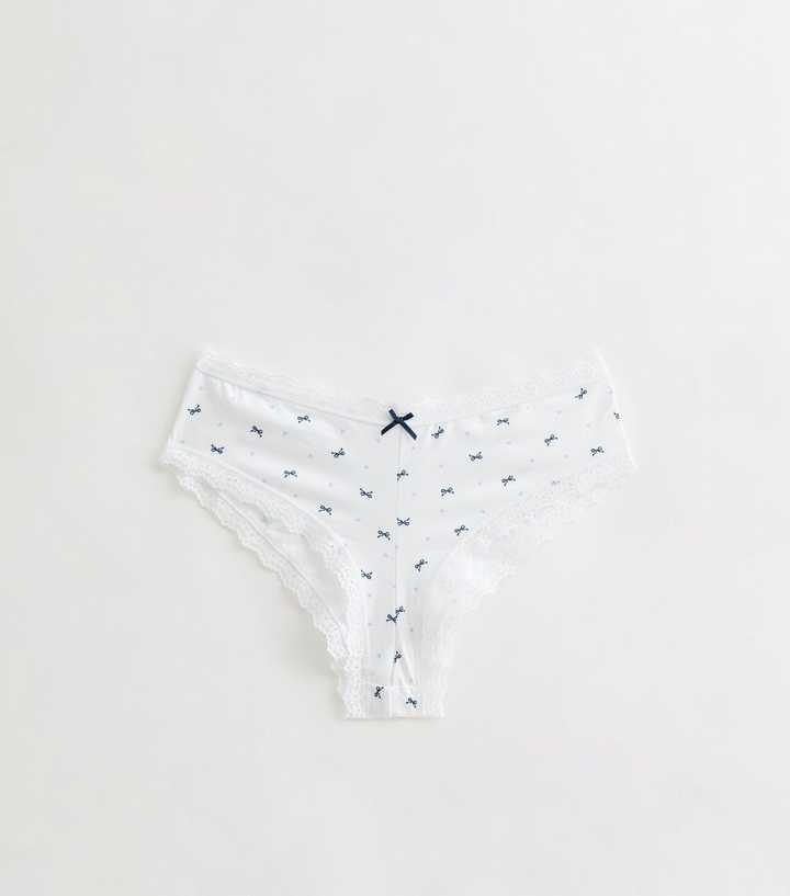 Girls White Lace Trim Bows Briefs