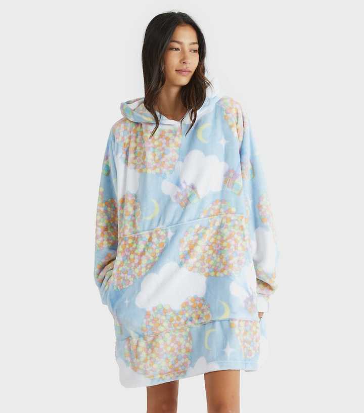 Skinnydip Light Blue Up House Fleece Blanket Hoodie