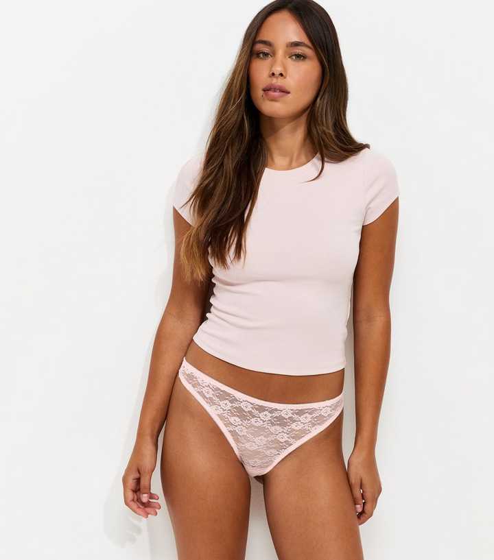 Light Pink Floral Lace Thong