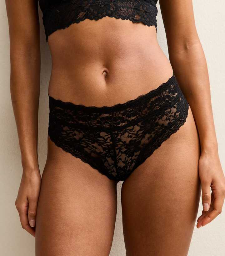 Black Floral Lace Brazilian Briefs