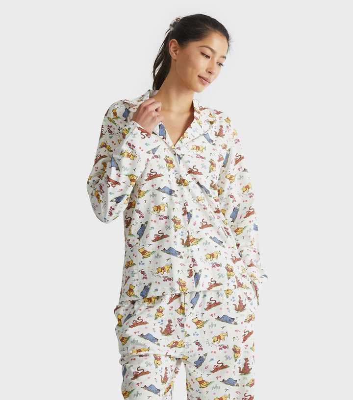 Skinnydip Cream Winnie The Pooh Print Shirt and Trousers Pyjama Set
