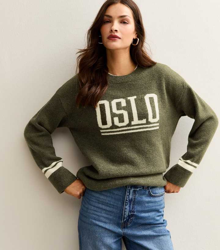 Tall Green Oslo Slogan Jumper