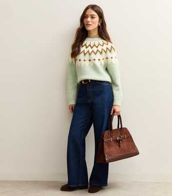 Petite Green Fair Isle Knitted Jumper