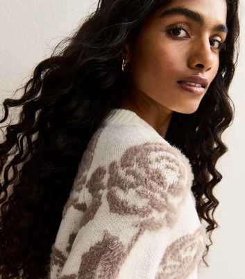Petite Cream Floral Fluffy Jumper