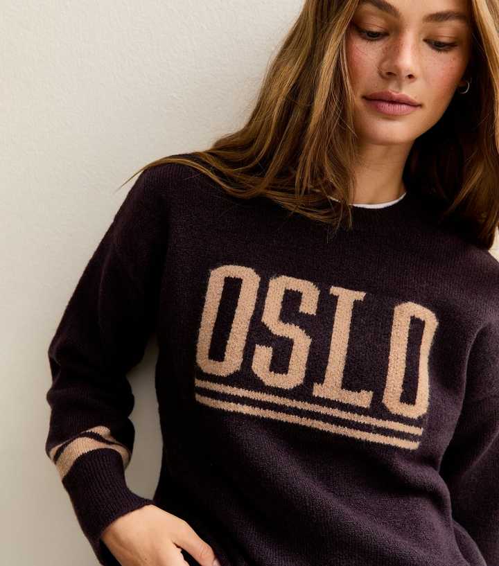 Brown Oslo Slogan Jumper