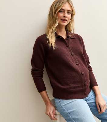 Maternity Burgundy Midweight Knit Cardigan