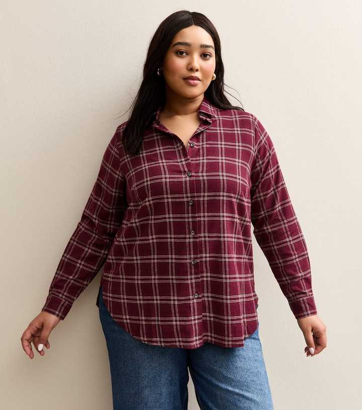Curves Red Checked Long Sleeve Shirt