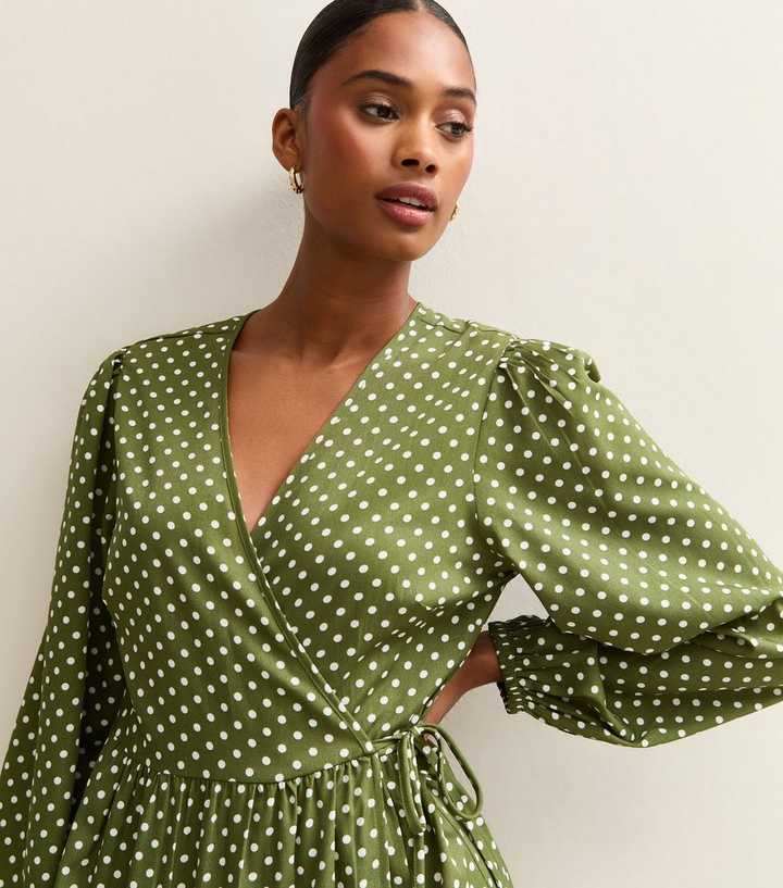 green long sleeve wrap dress La Lune Long Sleeve Wrap Maxi Dress | Fern | Dresses main image 0