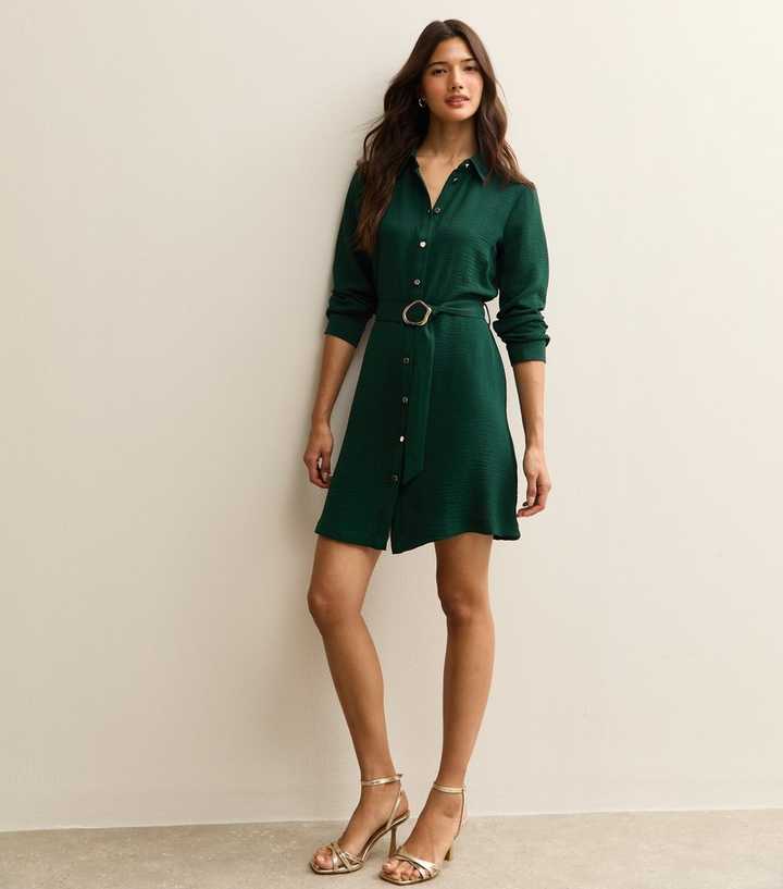 slim fit dress slacks Share Your Story Dark Emerald Green Shirt Dress, X-Large - The Mint Julep Boutique main image 0