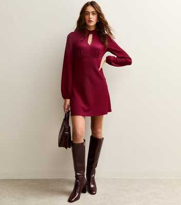 Dark Burgundy Keyhole Mini Dress