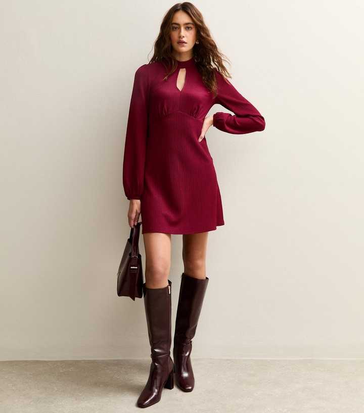 Dark Burgundy Keyhole Mini Dress