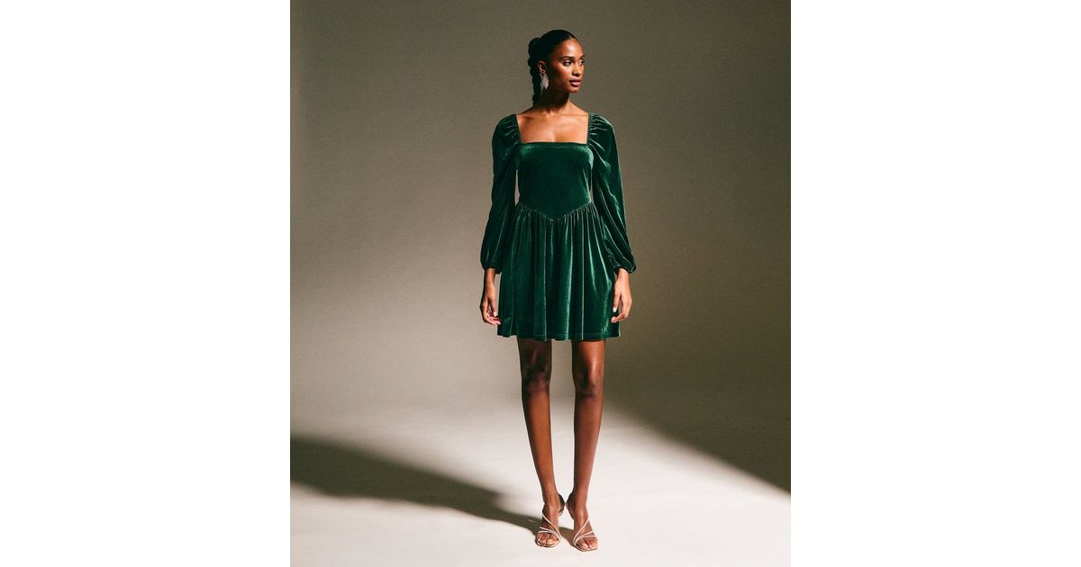 new look green velvet dress Dark Green Velvet Dress - Bridesmaid Dress main image 0
