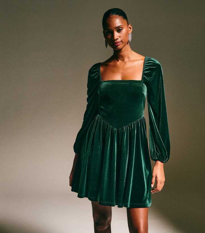 green square neck mini dress Brianna | Mint Floral Embellished Square-Neck Mini Dress main image 0