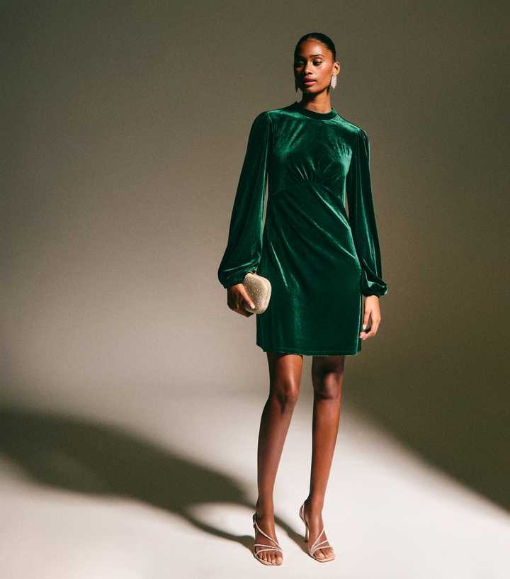 green emerald velvet dress Fay Bottle Green Velvet Corset Style Knot Maxi Dress – Club L London