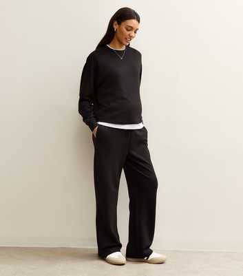 Maternity Premium Black Jersey Wide Leg Joggers