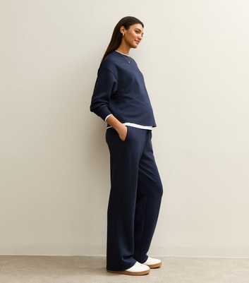 Maternity Premium Navy Jersey Wide Leg Joggers