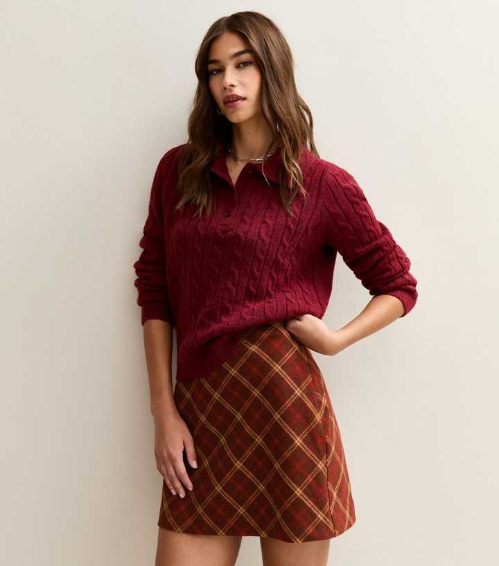 Red Checked Mini Skirt