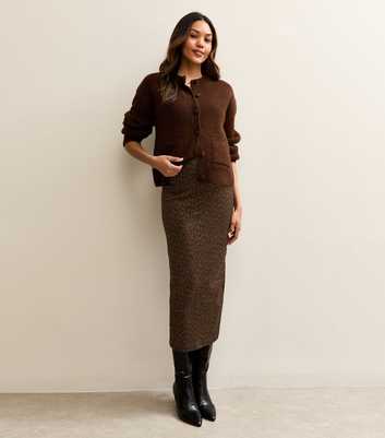 Maternity Brown Leopard Jacquard Tube Skirt