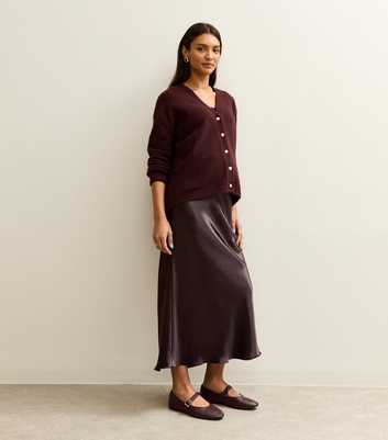 Maternity Burgundy Satin Midi Skirt