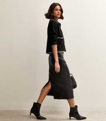 Black Faux Leather Pencil Skirt