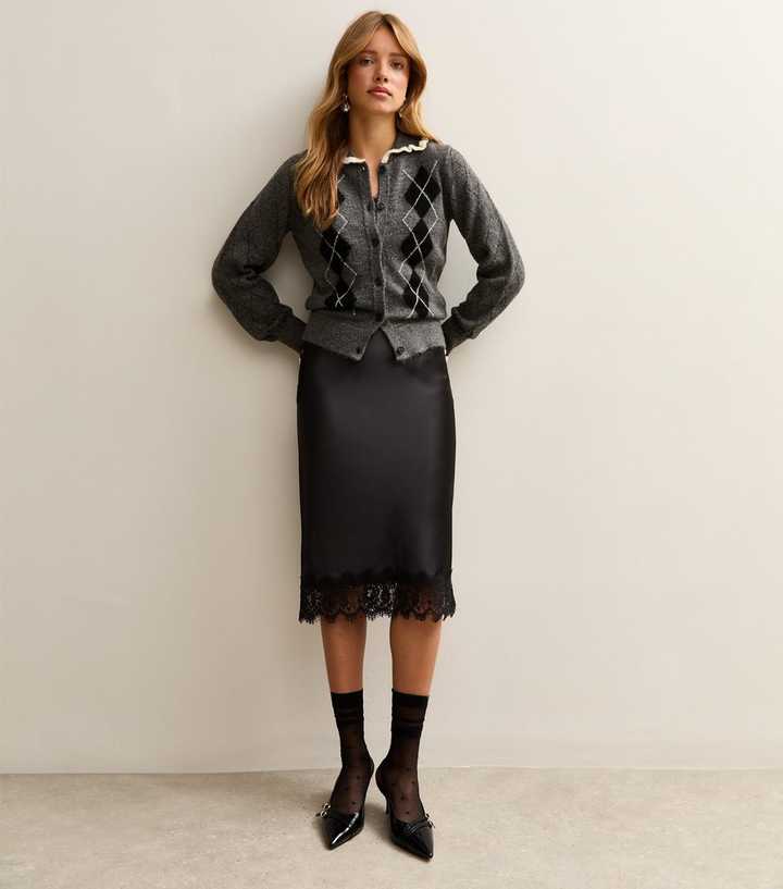 Trend Alaçatı Stili Women's Black Lace And Zipper Detailed Leather Skirt Cena 11014138