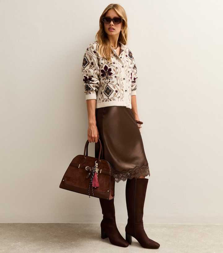 Brown Lace Trim Slip Skirt New Look — free download