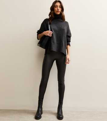 Tall Black Wetlook Leggings