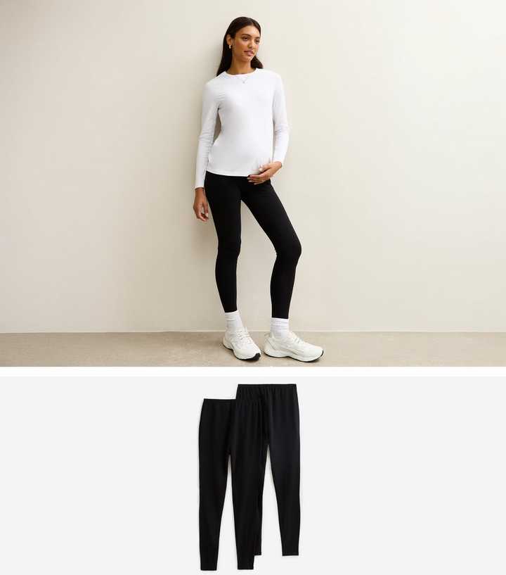 Pack Of 2 Maternity Black Stretch Cotton Leggings