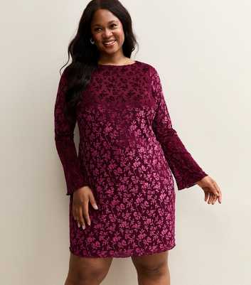 Curves Burgundy Devore Mini Dress