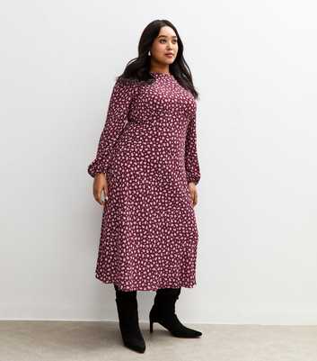 Curves Red Floral Print Midi Dress