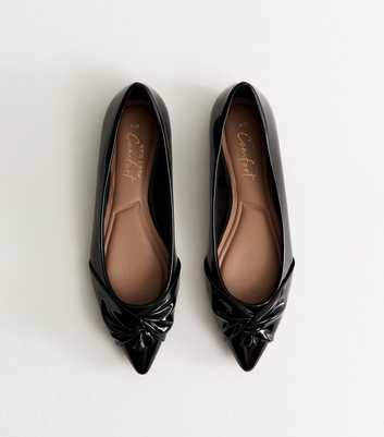 Black Twist Faux Leather Pointed Toe Pumps