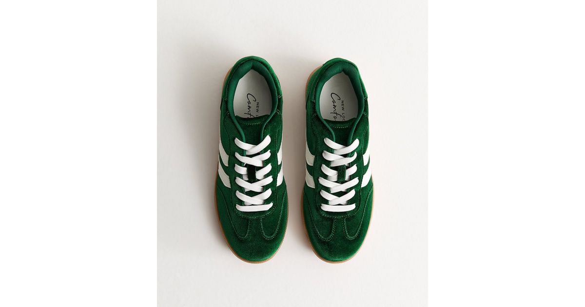 Green Velvet Contrast Panel Trainer