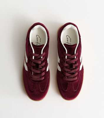Burgundy Velvet Contrast Panel Trainer