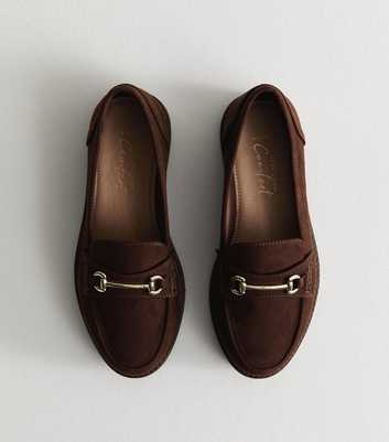 Wide Fit Brown Faux Suede Loafers