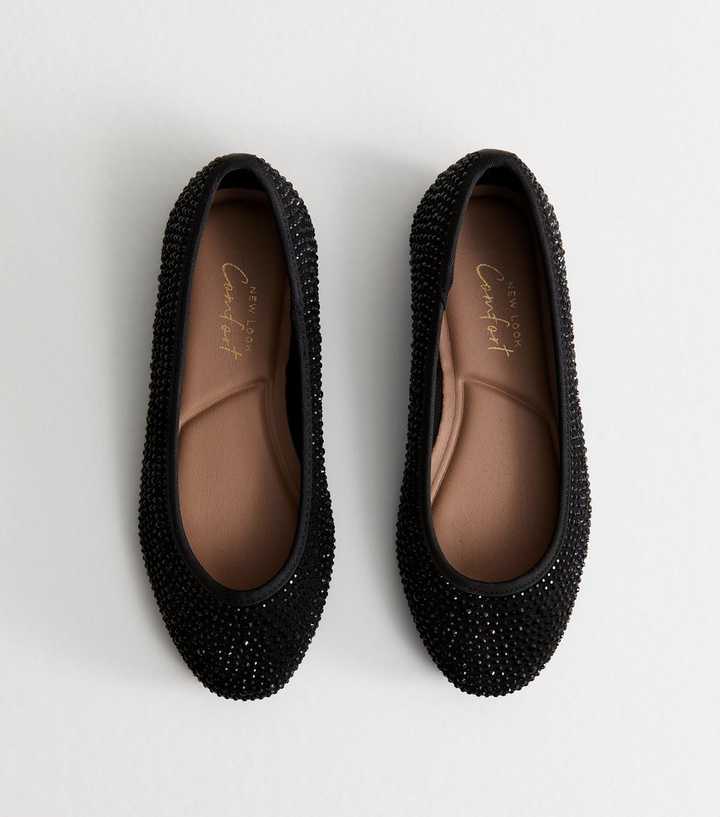 Black Studded Ballet Pumps