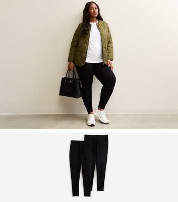 Pack Of 2 Curves Black Stretch Cotton Leggings