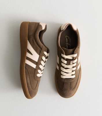 Brown Faux Suede Panelled Trainers