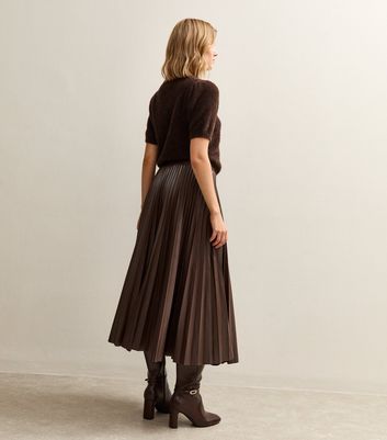Leather Pleated Pu Pleated Midi Skirt Kayleigh Vegan Leather Midi