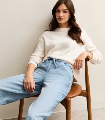 Tall Light Blue Pull On Wide Leg Jeans