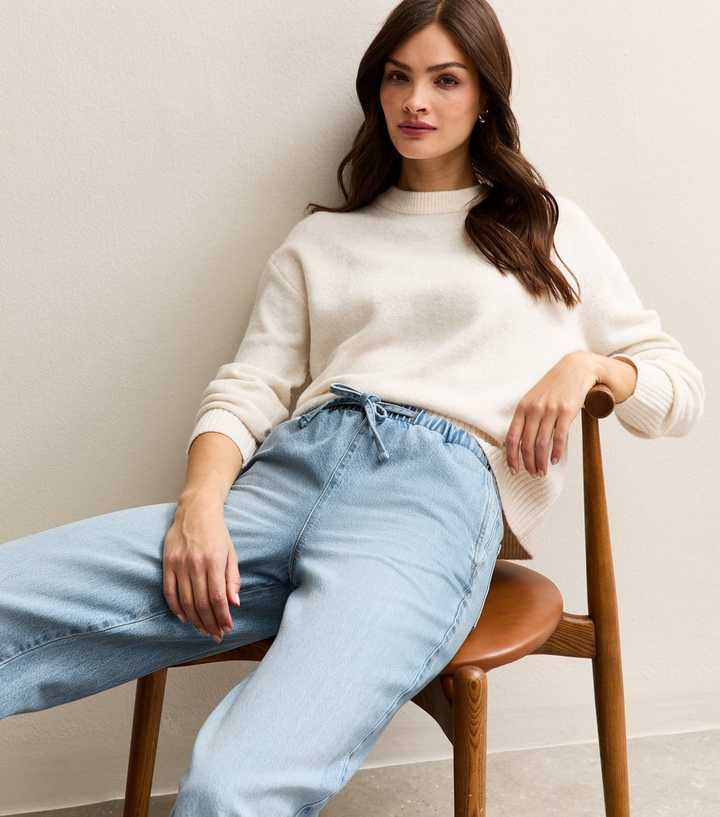 Tall Light Blue Pull On Wide Leg Jeans
