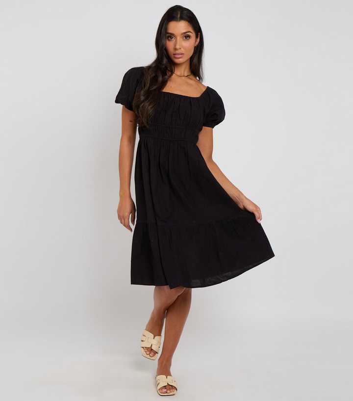 Urban Bliss Black Smocked Milkmaid Dress