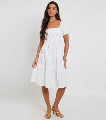 Urban Bliss White Smocked Milkmaid Dress